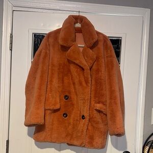 Free People Cozy Orange Teddy Jacket